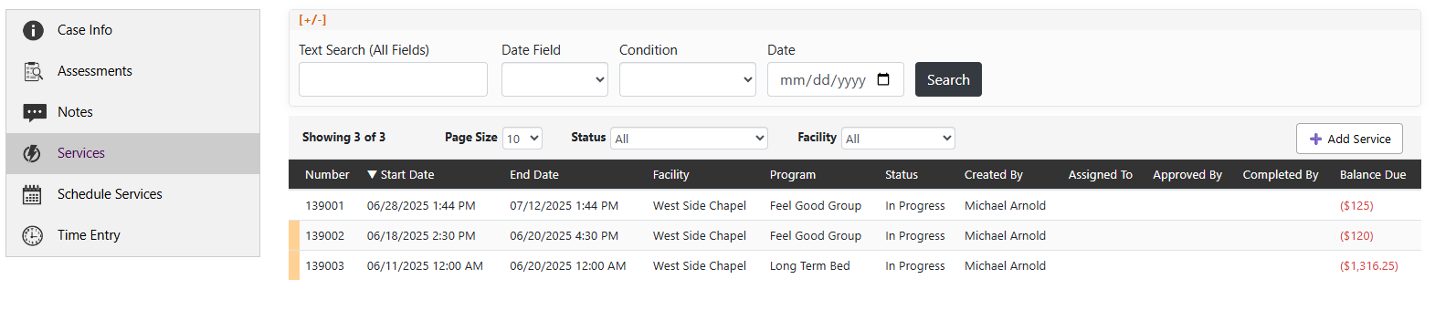 SecureCare® screenshot of a case